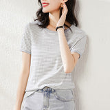 Women Fashion Black And White Striped Blouse Shirt