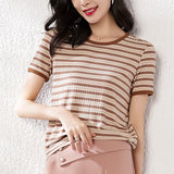 Women Fashion Black And White Striped Blouse Shirt