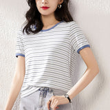 Women Fashion Black And White Striped Blouse Shirt