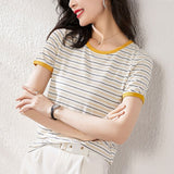 Women Fashion Black And White Striped Blouse Shirt