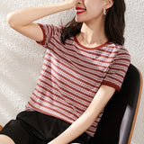 Women Fashion Black And White Striped Blouse Shirt