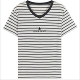 Women Fashion Black And White Striped Blouse Shirt