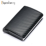 Bycobecy 2021 Credit Card Holder Wallet Men Women Metal RFID Vintage Aluminium Bag Crazy Horse PU Leather Bank Cardholder Case