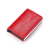 Bycobecy 2021 Credit Card Holder Wallet Men Women Metal RFID Vintage Aluminium Bag Crazy Horse PU Leather Bank Cardholder Case