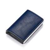 Bycobecy 2021 Credit Card Holder Wallet Men Women Metal RFID Vintage Aluminium Bag Crazy Horse PU Leather Bank Cardholder Case