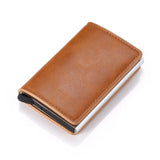 Bycobecy 2021 Credit Card Holder Wallet Men Women Metal RFID Vintage Aluminium Bag Crazy Horse PU Leather Bank Cardholder Case