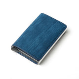 Bycobecy 2021 Credit Card Holder Wallet Men Women Metal RFID Vintage Aluminium Bag Crazy Horse PU Leather Bank Cardholder Case