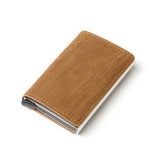 Bycobecy 2021 Credit Card Holder Wallet Men Women Metal RFID Vintage Aluminium Bag Crazy Horse PU Leather Bank Cardholder Case