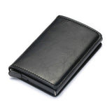 Bycobecy 2021 Credit Card Holder Wallet Men Women Metal RFID Vintage Aluminium Bag Crazy Horse PU Leather Bank Cardholder Case