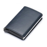Bycobecy 2021 Credit Card Holder Wallet Men Women Metal RFID Vintage Aluminium Bag Crazy Horse PU Leather Bank Cardholder Case