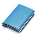 Bycobecy 2021 Credit Card Holder Wallet Men Women Metal RFID Vintage Aluminium Bag Crazy Horse PU Leather Bank Cardholder Case