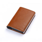 Bycobecy 2021 Credit Card Holder Wallet Men Women Metal RFID Vintage Aluminium Bag Crazy Horse PU Leather Bank Cardholder Case