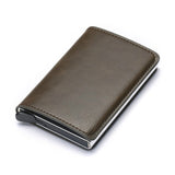 Bycobecy 2021 Credit Card Holder Wallet Men Women Metal RFID Vintage Aluminium Bag Crazy Horse PU Leather Bank Cardholder Case