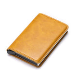 Bycobecy 2021 Credit Card Holder Wallet Men Women Metal RFID Vintage Aluminium Bag Crazy Horse PU Leather Bank Cardholder Case
