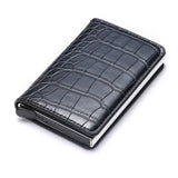 Bycobecy 2021 Credit Card Holder Wallet Men Women Metal RFID Vintage Aluminium Bag Crazy Horse PU Leather Bank Cardholder Case