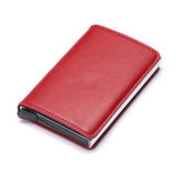 Bycobecy 2021 Credit Card Holder Wallet Men Women Metal RFID Vintage Aluminium Bag Crazy Horse PU Leather Bank Cardholder Case