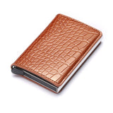 Bycobecy 2021 Credit Card Holder Wallet Men Women Metal RFID Vintage Aluminium Bag Crazy Horse PU Leather Bank Cardholder Case