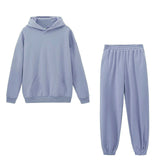 Toppies 2021 Women Hoodies and Sweatpants White Tracksuits Female Two Piece Solid Color Pullovers Jacket Lounge Wear