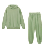 Toppies 2021 Women Hoodies and Sweatpants White Tracksuits Female Two Piece Solid Color Pullovers Jacket Lounge Wear