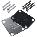 Electric Guitar Bass Neck Plate & Screws For Strat Tele ST TL -- Chrome or Black Stainless Steel For Fender Bass Corona Guitars