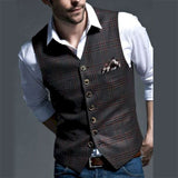 Men Suit Vests Coffe Mens Clothing Wedding Tweed Business Waistcoat Jacket Casual Slim Fit Gilet Homme Vest For Groomsmen Wedding