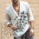 SHUJIN New Mens Spring Summer Casual Shirt Short Sleeve Cotton Linen Shirts Men Loose Collar Button Shirt silk Chemise Homme