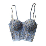 New Fashion Embroidered 3D Petal Bustier Bra Cropped Tops Female Thin Underwear Y1150