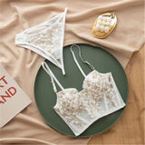 New Fashion Embroidered 3D Petal Bustier Bra Cropped Tops Female Thin Underwear Y1150