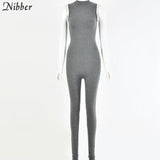 Nibber Basic Bodycon Jumpsuit For Women‘s Clothing Casual Brown Fitness Rompers 2021 Y2K Playsuit Activity Streetwear Overalls