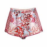 Vintage Totem Floral Print Women Shirt Hot Shorts Casual Sets 2021 Spring Summer Single Breasted Chic Female Clothes Streetwear