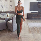 NewAsia Sexy Party 2 Piece Set Women Plus Size Crop Top Twist Side