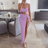 NewAsia Sexy Party 2 Piece Set Women Plus Size Crop Top Twist Side