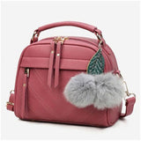 New Women Messenger Bags New PU Leather Handbag Inclined Shoulder Bag Women Crossbody Handbags Bag Ball Tassel Bolsa