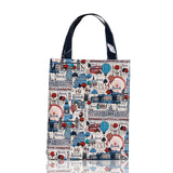 London Style PVC Reusable Shopping Bag Women's Bag Eco Friendly Flower Shopper Bag Waterproof Handbag Lunch Tote Shoulder Bag