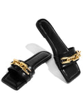 Women's Square Head Flat Heel Sandals