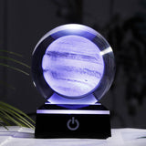 New 80mm K9 Crystal Solar System Planet Globe 3D Laser Engraved Sun System Ball with Touch Switch LED Light Base Astronomy Gifts