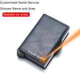 Rfid Blocking Protection Men id Credit Card Holder Wallet Leather Metal Aluminum Business Bank Card Case CreditCard Cardholder