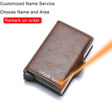 Rfid Blocking Protection Men id Credit Card Holder Wallet Leather Metal Aluminum Business Bank Card Case CreditCard Cardholder