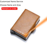 Rfid Blocking Protection Men id Credit Card Holder Wallet Leather Metal Aluminum Business Bank Card Case CreditCard Cardholder