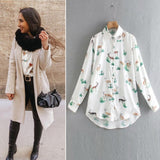 women satin blouse long sleeve zebra print shirts vintage