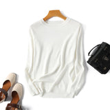 Long Sleeve Striped Pullover Women Sweater Knitted Sweaters O-Neck Tops Korean Pull Femme Jumper Female White