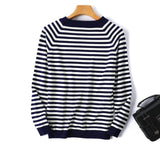 Long Sleeve Striped Pullover Women Sweater Knitted Sweaters O-Neck Tops Korean Pull Femme Jumper Female White