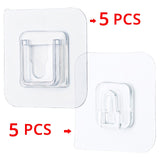 5 Pairs Double-Sided Adhesive Wall Hooks Hanger Strong Transparent Hooks Suction Cup Sucker Wall Storage Holder For Kitchen