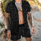 Men‘s Sets Short Sleeve Hawaiian Shirt And Shorts Summer Printing Casual Shirt