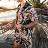 Men‘s Sets Short Sleeve Hawaiian Shirt And Shorts Summer Printing Casual Shirt