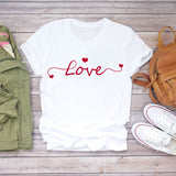 Women T-shirts Love Watercolor Heart 90s Printing Summer Autumn Print Lady Womens Stylish T Top Shirt Girl Tee T-Shirt