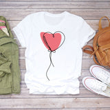 Women T-shirts Love Watercolor Heart 90s Printing Summer Autumn Print Lady Womens Stylish T Top Shirt Girl Tee T-Shirt
