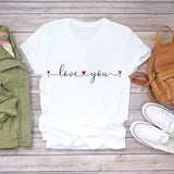 Women T-shirts Love Watercolor Heart 90s Printing Summer Autumn Print Lady Womens Stylish T Top Shirt Girl Tee T-Shirt