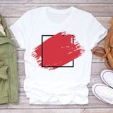 Women T-shirts Love Watercolor Heart 90s Printing Summer Autumn Print Lady Womens Stylish T Top Shirt Girl Tee T-Shirt