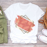 Women T-shirts Love Watercolor Heart 90s Printing Summer Autumn Print Lady Womens Stylish T Top Shirt Girl Tee T-Shirt